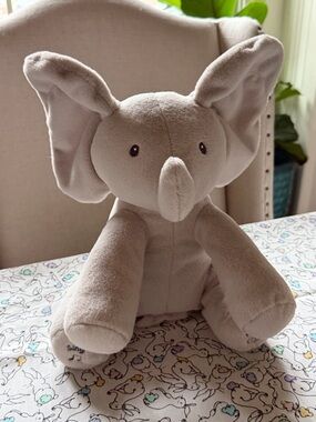 Gund Baby Floppy Elephant Plush in Light Gray and Mint